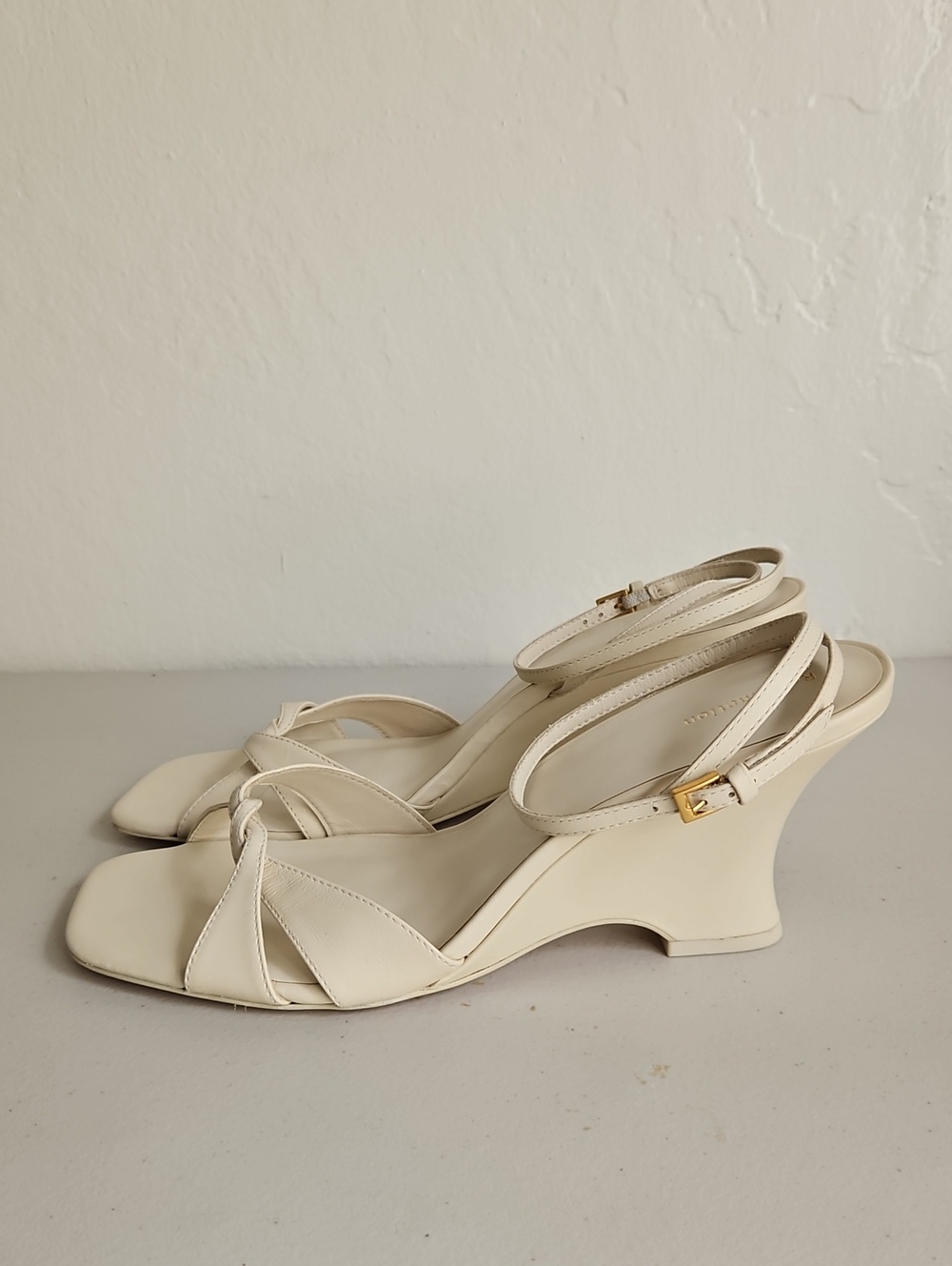 Reformation  Margot Leather Wedge Sandals - New - Picture 3 of 7